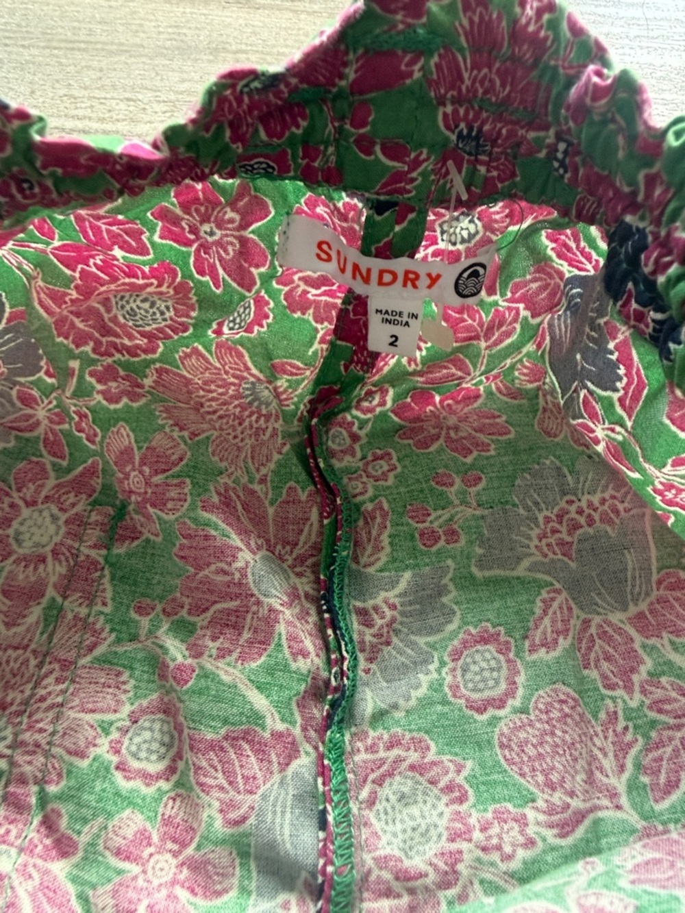 Anthropologie Sundry Ditzy Floral Pants Size 2 Medium (8-10) Green Pink Blue - Picture 4 of 5